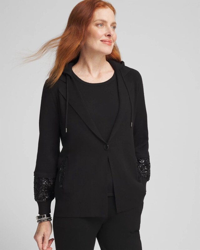 Zenergy Luxe Sequined Sweater Blazer